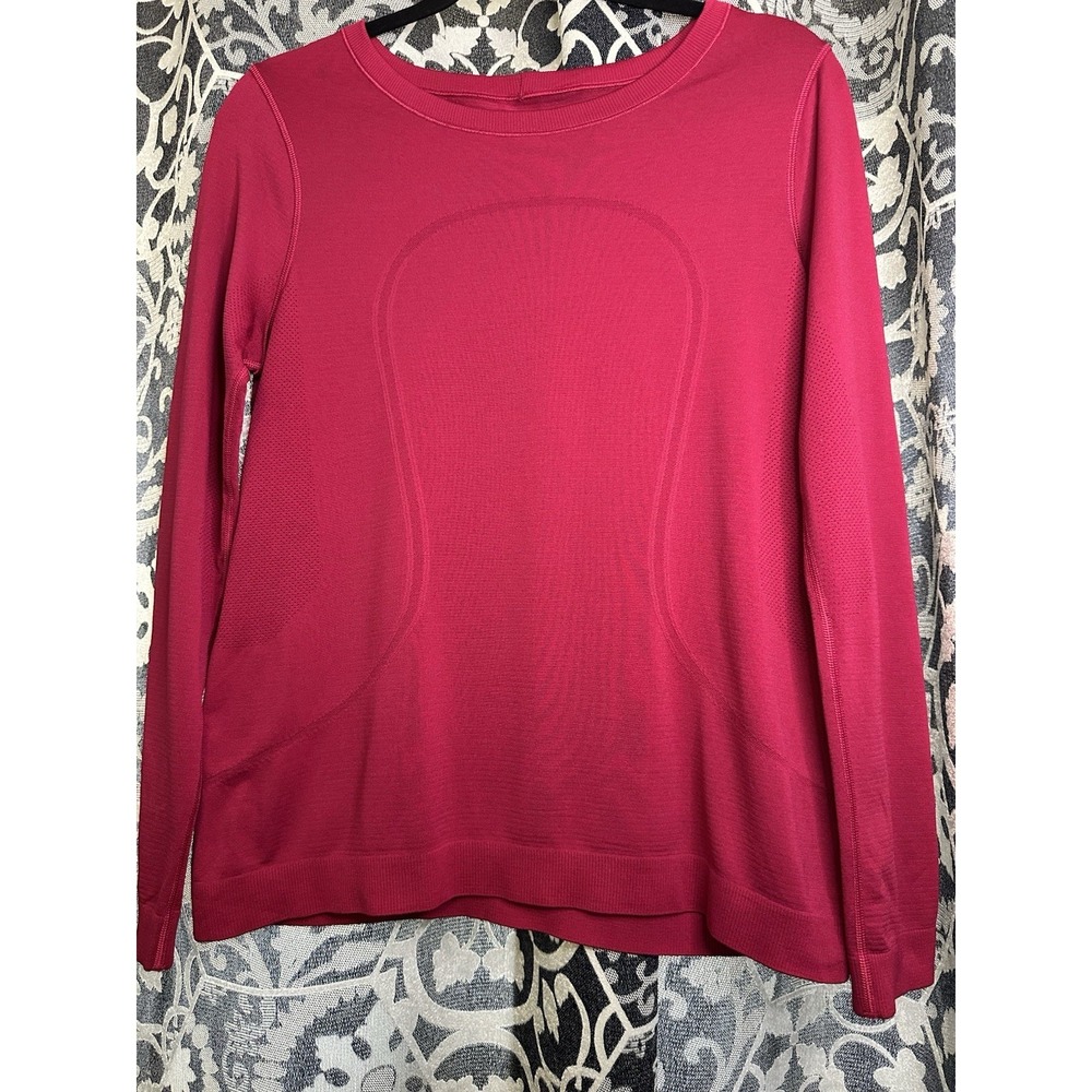 Lululemon Large Boat Neck Pink Long Sleeve Pit2pit 19" Soft Feel Lightweight Top